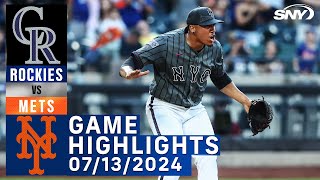 Mets vs Rockies 7132024  NY Mets Highlights  SNY [upl. by Krenek]