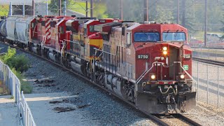 VERY RARE CP freight train with 2 SD402 units at Anderson station on the Aldersyde Subdivision [upl. by Aubarta480]