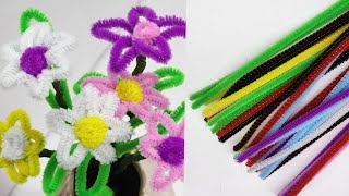 Beautiful flowers making using pipe cleaner  DIY flowers  very easy and simple flowers making🌸 [upl. by Stearn]