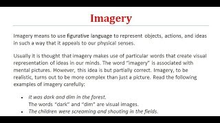 Imagery  What is Imagery Figure of Speech  Literary Terms  Imagery ki Imagery kake bole [upl. by Enidlareg]