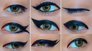 9 Different Eyeliner Looks  EASY Eyeliner Tutorial for Beginners  How to do eyeliner [upl. by Assiled838]