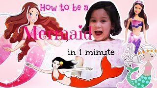 HOW TO BECOME A MERMAID IN 1 MINUTE  007 Be a Mermaid in just a MINUTE with THREEMARKIDS [upl. by Atinahc]