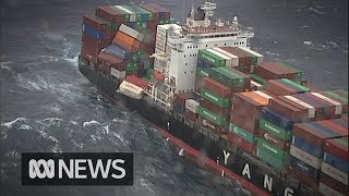 83 shipping containers fall from cargo ship off Australias east coast  ABC News [upl. by Oninrutas]