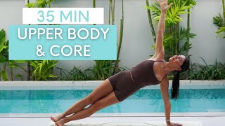 35 MIN UPPER BODY amp CORE WORKOUT  AtHome Pilates No Equipment [upl. by Aicillyhp]