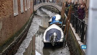 Venezia alle prese con la bassa marea le immagini dei canali in secca [upl. by Anul]