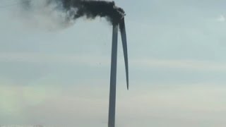 Raw Blade Crashes as Wind Turbine Catches Fire [upl. by Trovillion649]