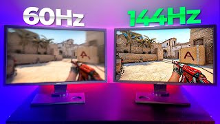 A REAL diferença de 60Hz e 144Hz nos MONITORES Fiz TODOS os testes [upl. by Ainotahs]