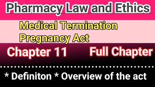 Pharmacy Law and Ethics chapter 11 in hindi  Medical termination of pregnancy act 1971 [upl. by Schlessinger]