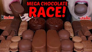 ASMR MEGA CHOCOLATE DESSERT RACE DOVE ICE CREAM BAR MOUSSE CAKE MILKA CHOCO WAFER KINDER CARD 먹방 [upl. by Marylee127]