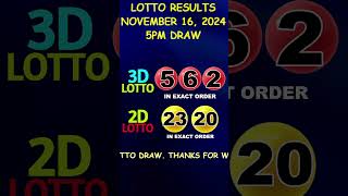 Lotto Result November 16 2024 5pm Draw shorts [upl. by Eatnod694]