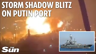 Ukraine unleashes hell on Putins warship base as 18 missiles scream into Sevastopol [upl. by Alverta]