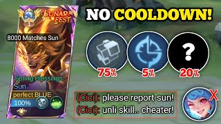 WHEN 8000 MATCHES SUN ABUSE THIS NO COOLDOWN EMBLEM AND BUILD‼️ 100 broken💀 MLBB🔥 [upl. by Guerin]