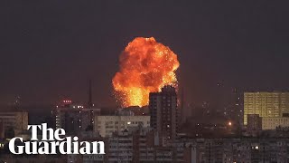 Kyiv hit by barrage of Russian missile and drone attacks [upl. by Aihsoj574]