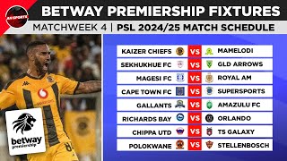 🔴 Betway Premiership 2024 Fixtures Matchweek 4  PSL Log Standings Table as of 26 Sep 2024 [upl. by Hartmunn]