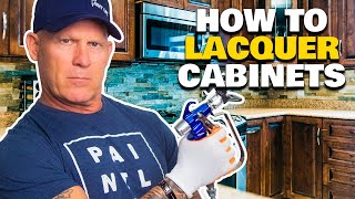 How To Lacquer Cabinets Spraying Lacquer On Cabinets airless sprayer [upl. by Marla]