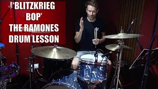 Blitzkrieg Bop  Drum Lesson  The Ramones [upl. by Tekcirc350]