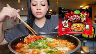 spicy cheesy noodles w lobster tail mukbang [upl. by Farl]