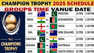 ICC Champions Trophy 2025 Schedule  Fixtures Venues amp Timings  Champions Trophy 2025 Schedule [upl. by Dee]