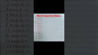 March Important Dates  Important Week in March  Important festival in March Important day inMarch [upl. by Suedama]