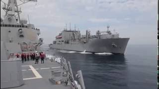 Replenishment at Sea USS Momsen amp USNS Carl Brashear [upl. by Anahsor107]