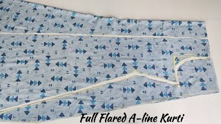 Very Easy Full Flared Panel Kurti Cutting and stitching  Kurti cutting and stitching [upl. by Relly]