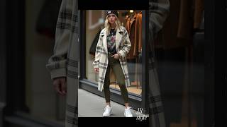 Top Trend Autumn Winter 2024 Cream Plaid Shacket Graphic Tee amp Ribbed Leggings Platform Sneakers [upl. by Ilsa463]