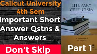 Literary Criticism4th SemExam OrientedImportant Questions and AnswersPart 1 [upl. by Moreno573]