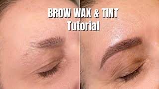 BROW WAX amp TINT TUTORIAL  Step by Step  Licensed Esthetician [upl. by Turino346]