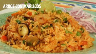 ARROZ CON MARISCOS RECETA PERUANA FÁCIL Y RÁPIDA DE PREPARAR [upl. by Connell244]