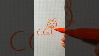 Dibujo GATO con la palabra CAT drawing videoshorts dibujo art easy facil gato cat shorts [upl. by Ayidan389]