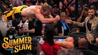 Logan Paul goes skyhigh for a frog splash onto Miz SummerSlam 2022 WWE Network Exclusive [upl. by Latham165]