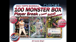 2024 Topps Chrome 5 Case 100 MONSTER BOX Player Break 9 eBay 100124 [upl. by Mair]