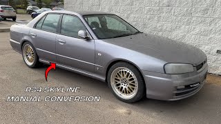 Nissan Skyline R34 Manual Conversion Part 1  Gearbox Garage [upl. by Lynnea]