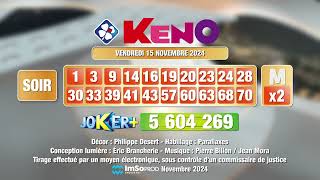 Tirage du soir Keno® du 15 novembre 2024  Résultat officiel  FDJ [upl. by Larimer902]