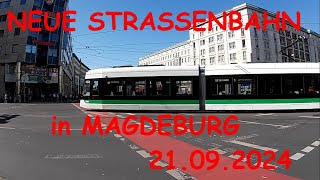 Die neue Flexity Strassenbahn in Magdeburg der MVB 21092024 [upl. by Orrocos]