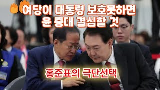 홍준표 여당이 대통령 보호 못하면 尹 중대결심 할 것 홍준표의 극단선택 [upl. by Nedac]