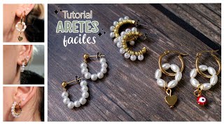 3 IDEAS para hacer ARETES fáciles CREA O RENUEVA✨pearl earrings⚡️ [upl. by Ricardo]