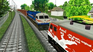 Passenger Train and Freight Train on Same Track in Indian Train Simulator  Two Trains on Same Track [upl. by Hernardo]