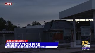 Abandoned gas station burns Thusday morning in Colorado Springs [upl. by Leiad137]