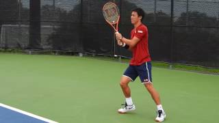 2017 08 07 Nishikori w Berdych practice hitting [upl. by Lletnwahs]