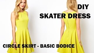 DIY  HOW TO MAKE A SKATER DRESS CIRCLE SKIRT  PATTERN MAKING [upl. by Adok]