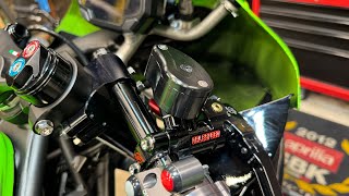 Installing Craftman Billet reservoir on GravesMotorsports Galespeed Brake Master ZX4RR Kawasaki [upl. by Yahska]