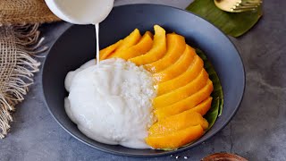 Creamy Mango Sticky Rice Yummy Coconut Rice Recipe [upl. by Anier]