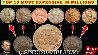 Top 10 Most Valuable Coins in Circulation  Rare Wheat Pennies collection Worth in Millions [upl. by Aihn]