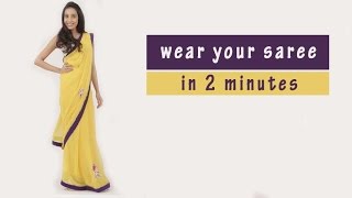 How To Wear A Saree In 2 Minutes Trick [upl. by Kinna]