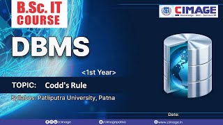 DBMS  Codds Rule BScIT 1st Year CIMAGE College Patna Best In Patna Bihar [upl. by Ecidnarb791]