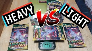 Weighing Packs Does it Work Heavy Vs Light  Pokemon Evolving Skies Pack Opening [upl. by Darrell]