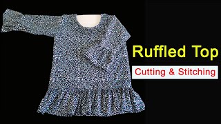 Ruffle Designer Top cutting and stitching in Malayalam  AdornHub [upl. by Ibmat248]