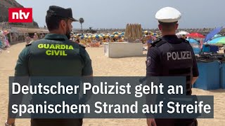 Gran Canaria statt Gelsenkirchen Deutscher Polizist geht an spanischem Strand auf Streife ntv [upl. by Aikat]