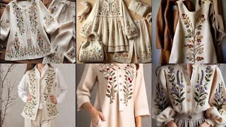 Embroidery kurti design 2024Embroidery kameez side design Hand embroidery kameez and shirts design [upl. by Dickens355]